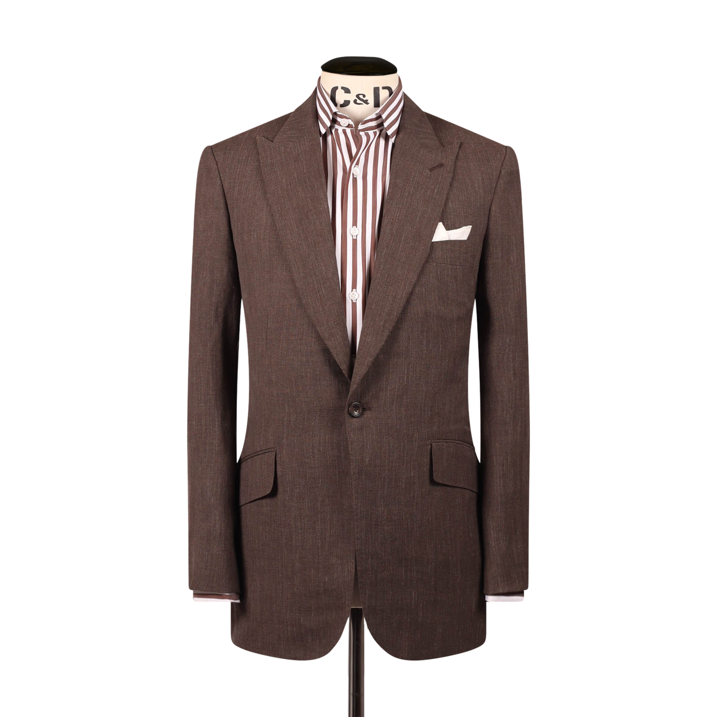 Single Breasted Peak Lapel Suit In Wool Silk Linen