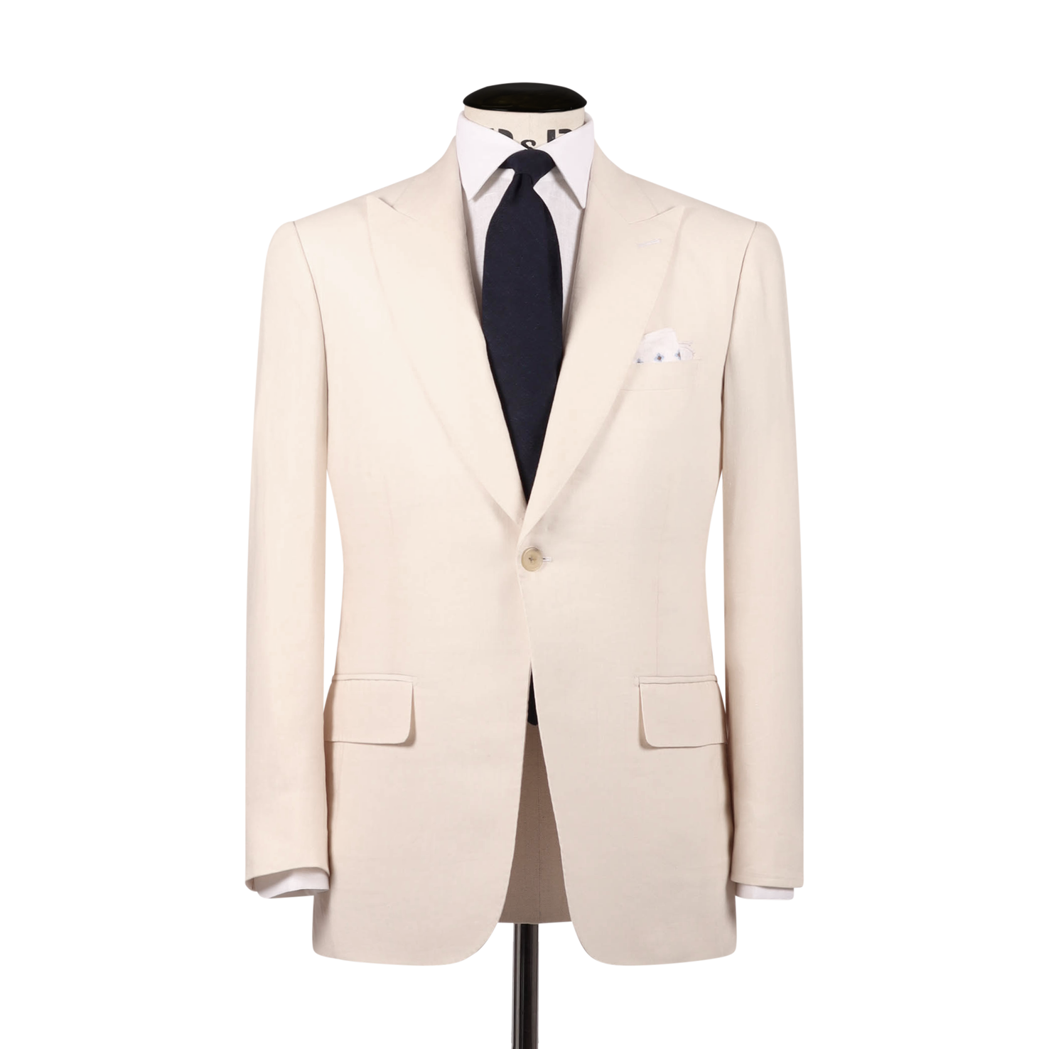 Single Breasted Peak Lapel Suit In Wool Linen