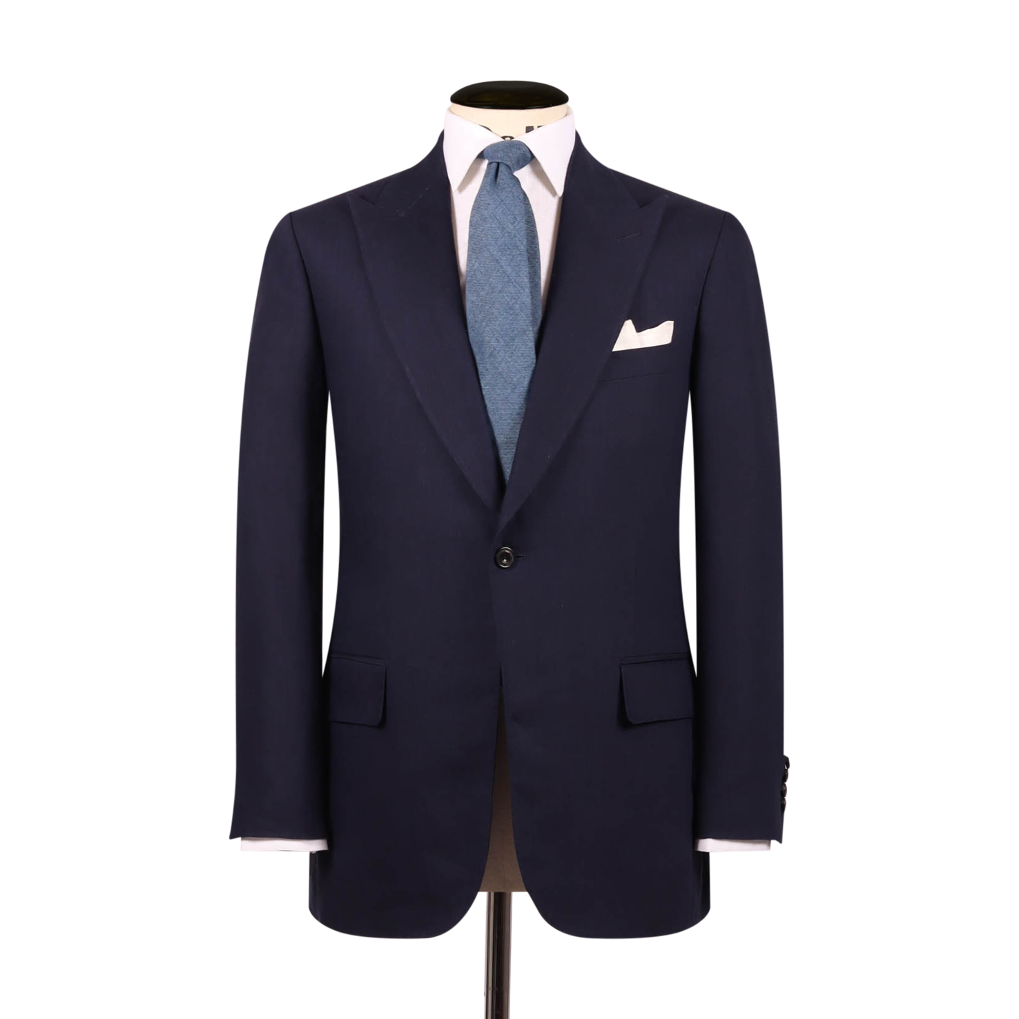 Single Breasted Peak Lapel Suit In Wool Linen