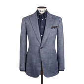Single Breasted Notch Jacket in Blue Tweed