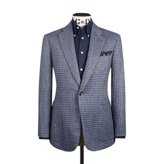 Single Breasted Notch Jacket in Blue Tweed