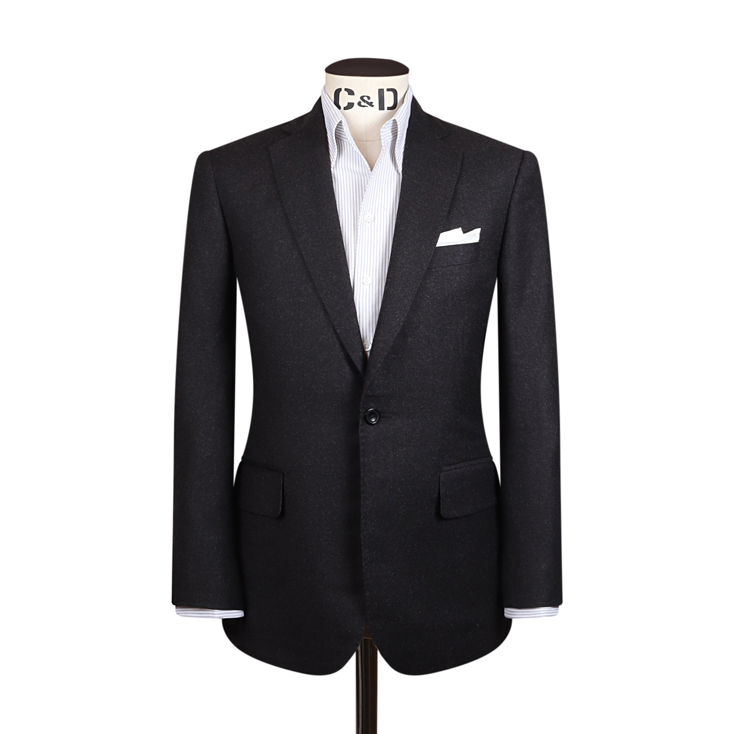Single Breasted Notch Suit In Grey Flannel