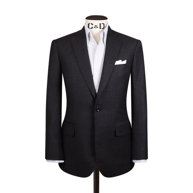 Single Breasted Notch Suit in Grey Flannel