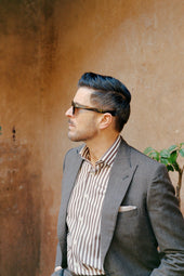 Single Breasted Peak Lapel Suit In Wool Silk Linen