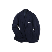 Single Breasted Travel Jacket in Navy Hopsack