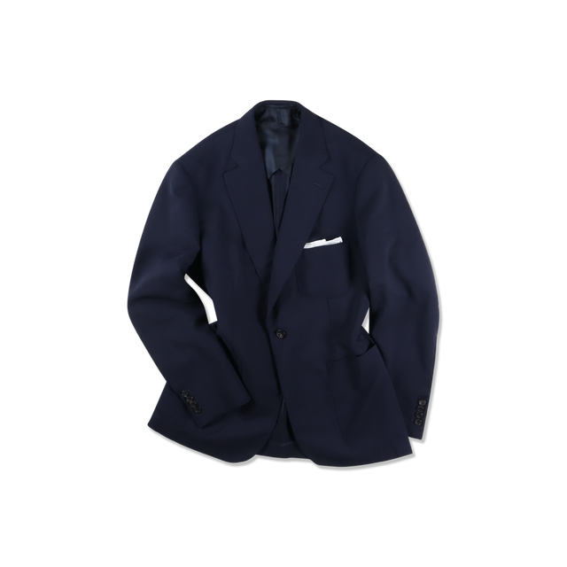 Single Breasted Travel Jacket in Navy Hopsack