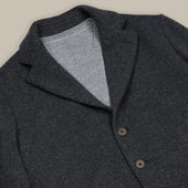 Single Breasted Cashmere Blend Unstructured Knitted Blazer In Grey