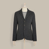 Single Breasted Cashmere Blend Unstructured Knitted Blazer in Grey