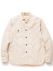 Sugar Cane Work Shirt White Wabash Stripe