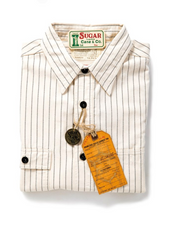 Sugar Cane Work Shirt White Wabash Stripe