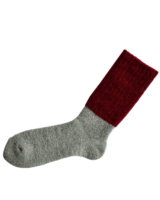 Nishiguchi Kutsushita, NK0702, Bordeaux, Mohair Wool Pile Socks