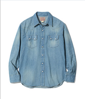 Sugar Cane Denim Western Shirt Aged Model Lot No Sc29684