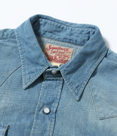 Sugar Cane Denim Western Shirt Aged Model Lot No Sc29684