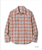 Sugar Cane Washer Herringbone Check Western Shirt Lot No Sc29687 Red
