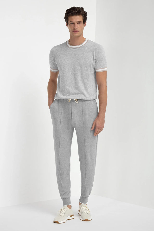 Sky grey cashmere blend jogger pants - Made in Italy