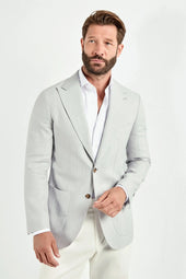 Sky grey herringbone jacket - Made in Italy