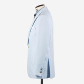Peak Lapel Double Breasted Jacket In Wool Silk Linen Hopsack