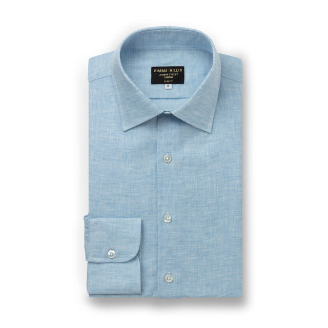 Sky Herringbone Linen Shirt - New