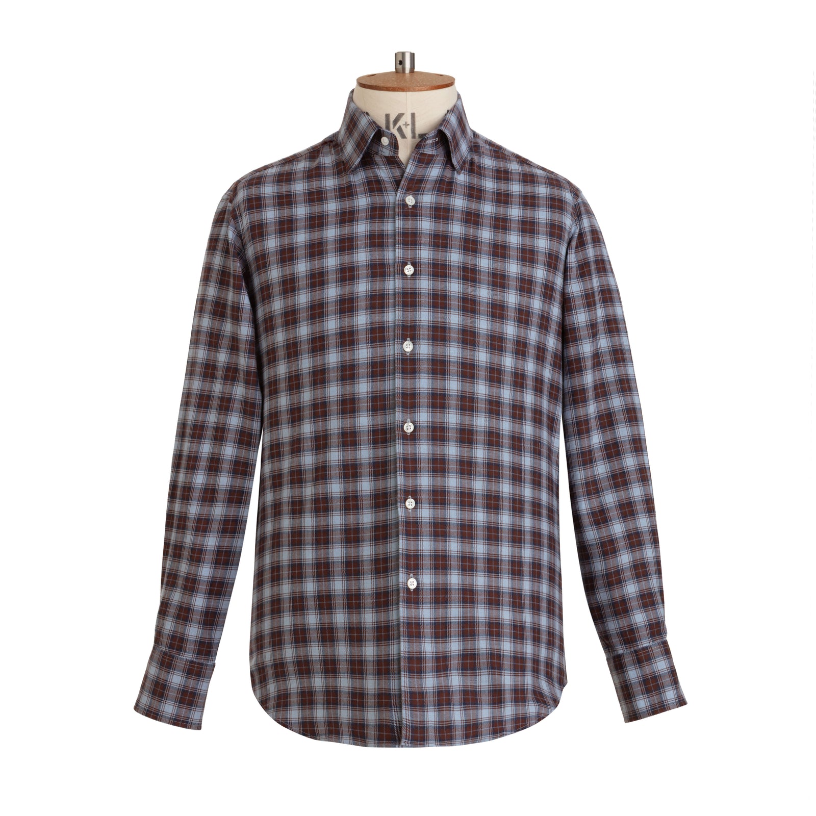 Burgundy Tartan Brushed Cotton Shirt New