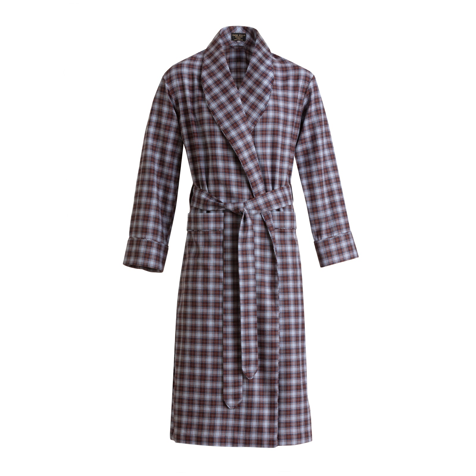 Burgundy Tartan Brushed Cotton Dressing Gown New