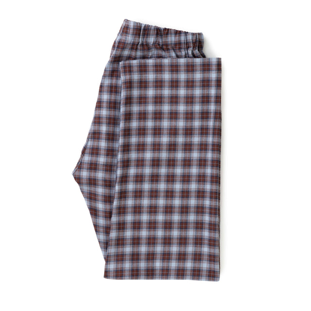 Sky/Burgundy Tartan Brushed Cotton Pyjama Bottoms - New