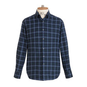 Sky/Navy/Green Tartan Brushed Cotton Shirt - New