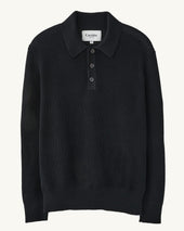 LS Slouchy Polo - Black