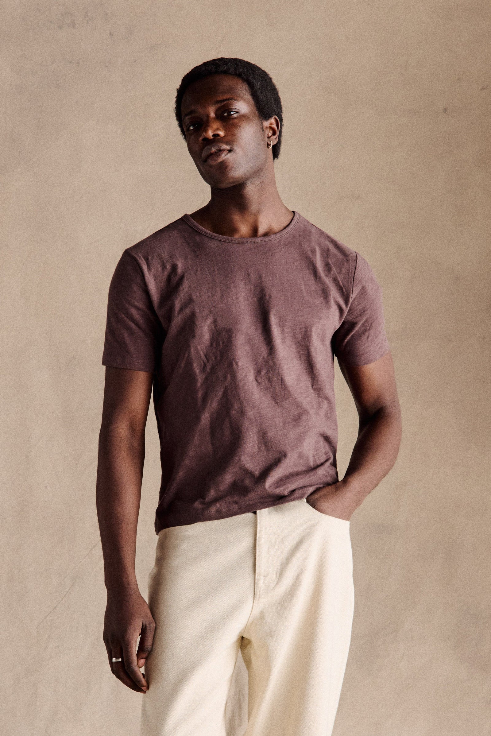 Steve Slub Cotton Tee Dark Brown