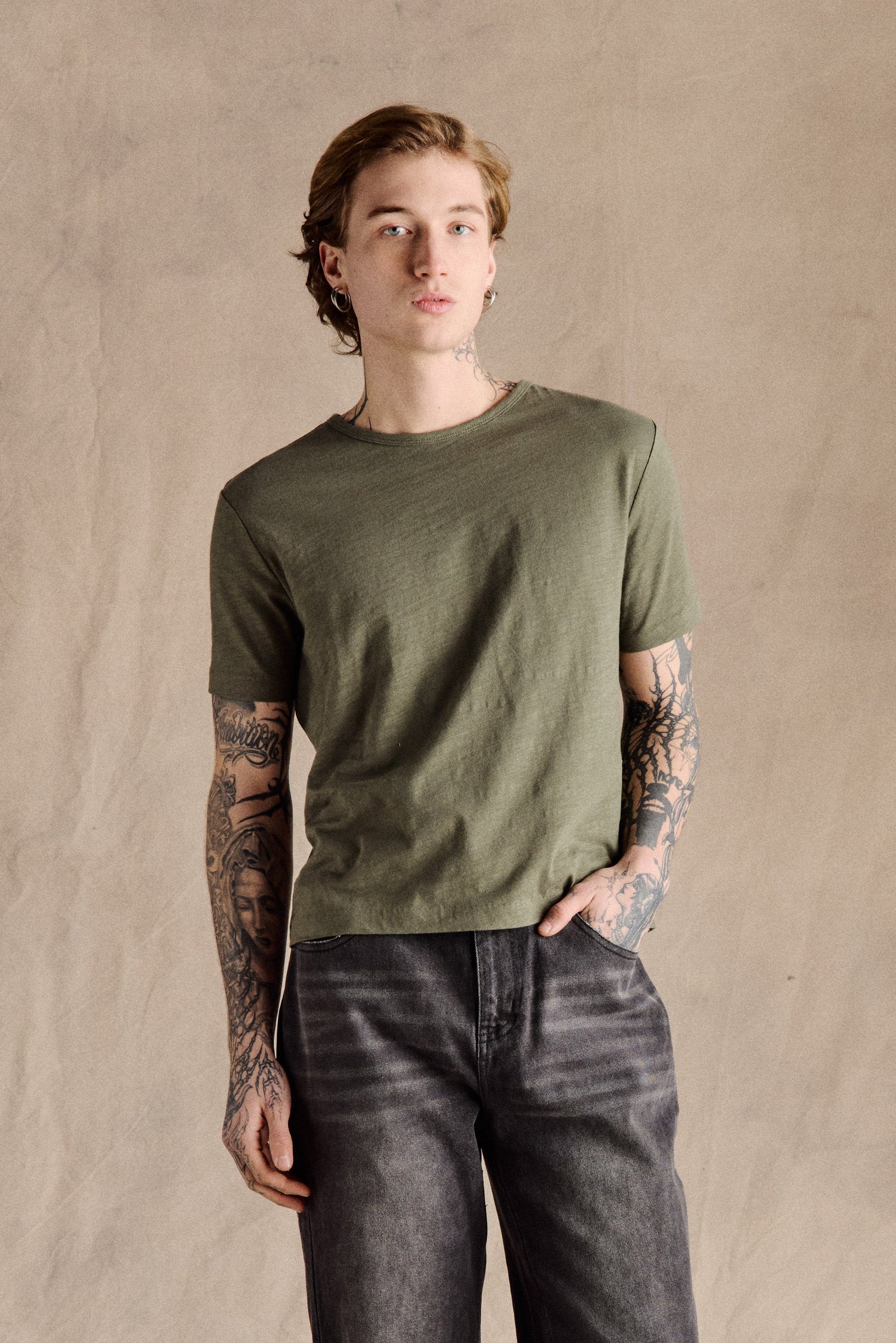 Steve Slub Cotton Tee Green