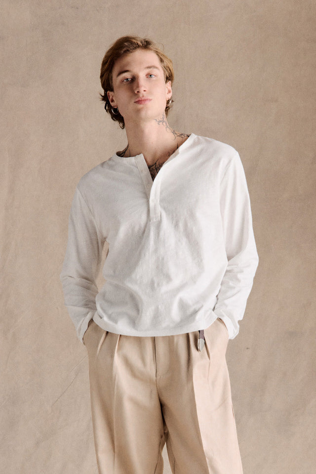 Riviera Slub Henley | White