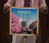 Kyoto Travel Poster Silk Pocket Square 40x40cm
