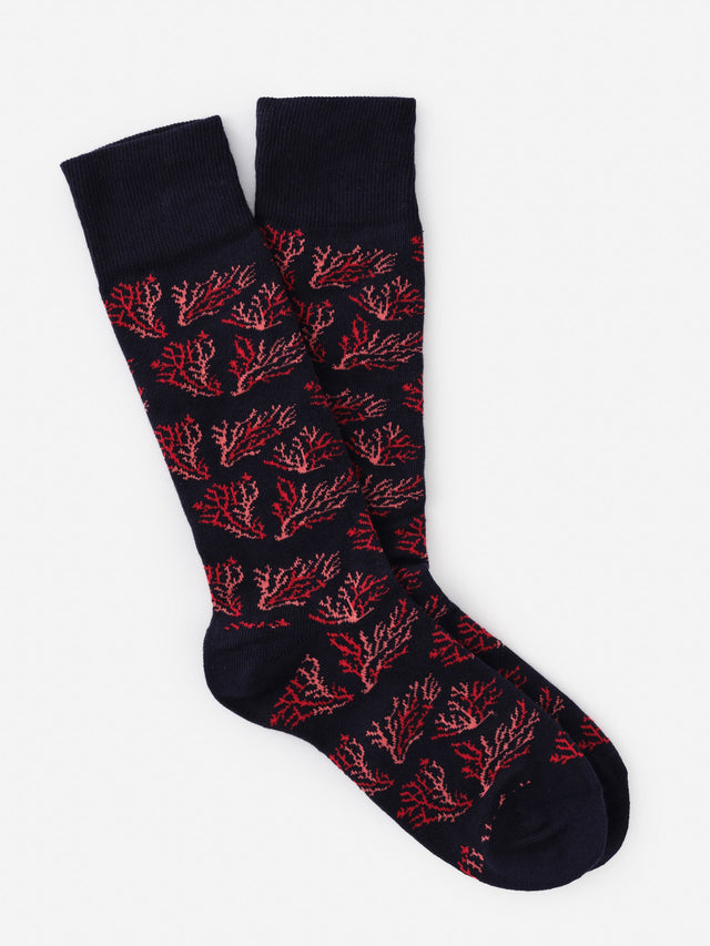 Navy/Coral Midi Coral Cay Texture Socks | Men's Socks | J.McLaughlin
