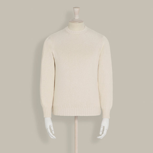 Soft Cotton Crew Neck Sweater in Cream