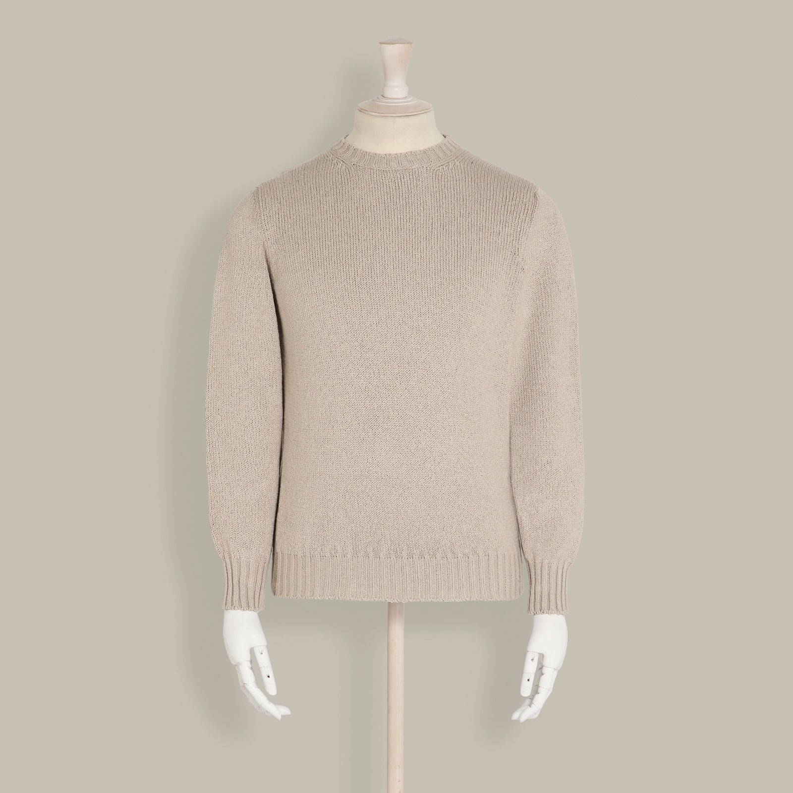 Soft Cotton Crew Neck Sweater In Natural