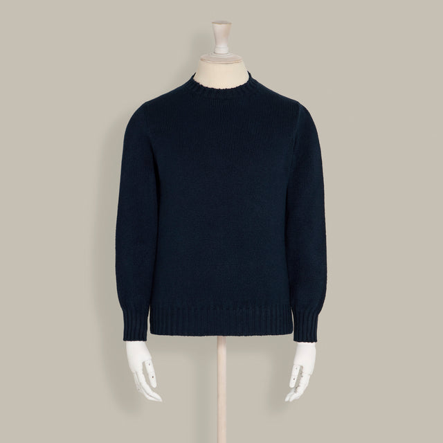 Soft Cotton Crew Neck Sweater in Navy