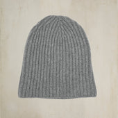 Soft Lambswool Heavy Knit Hat In Grey