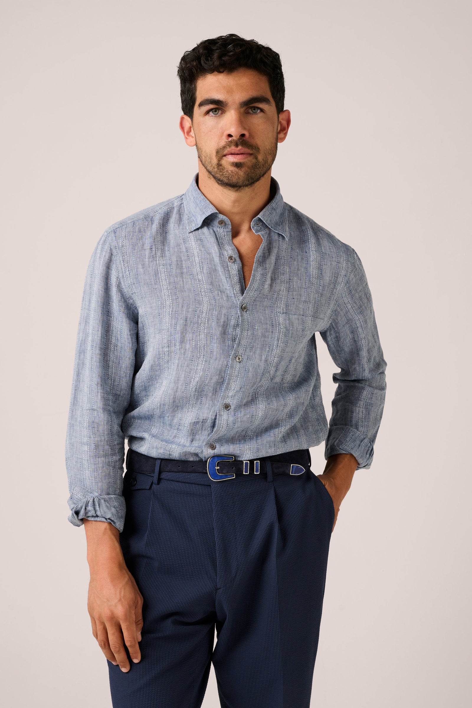 Somelos Striped Linen Shirt Light