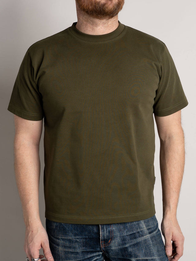 Olive Green Heavyweight Knit T-Shirt – 11oz