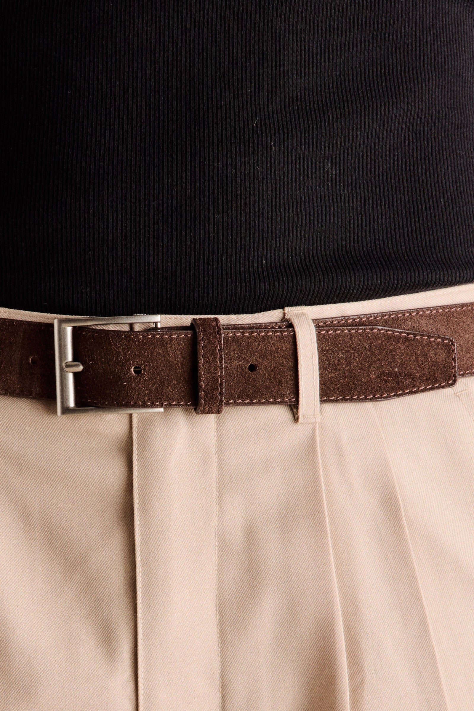 Suede Square Belt Brown
