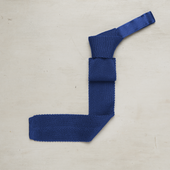 Square End Silk Knitted Tie In Blue