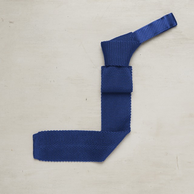Square End Silk Knitted Tie In Blue