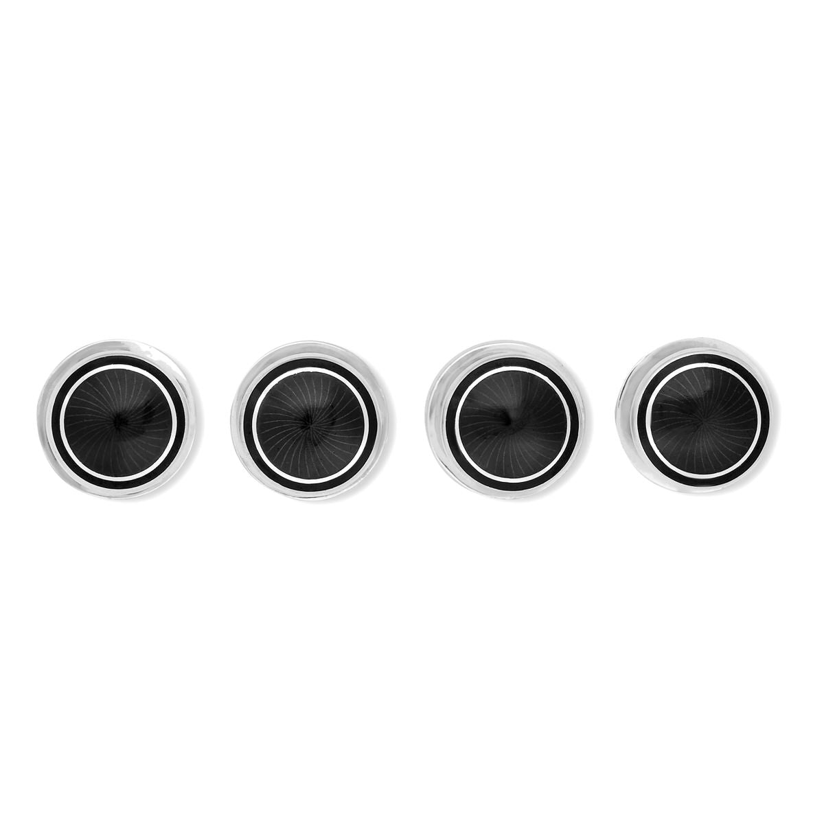 Sunburst Silver Enamel Dress Shirt Studs In