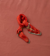 Red Acrobat Print Wool Silk Bandana