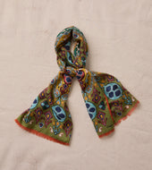 Tapestry Print Wool Silk Scarf