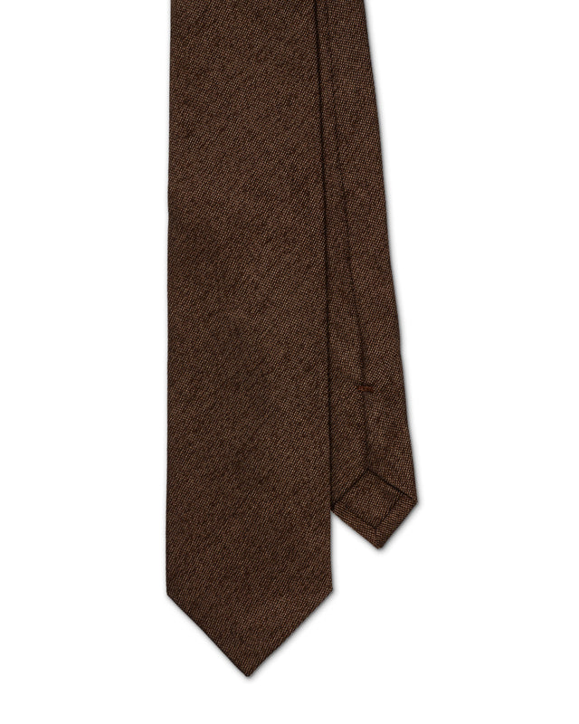 Brown Silk and Cotton Blend Tie