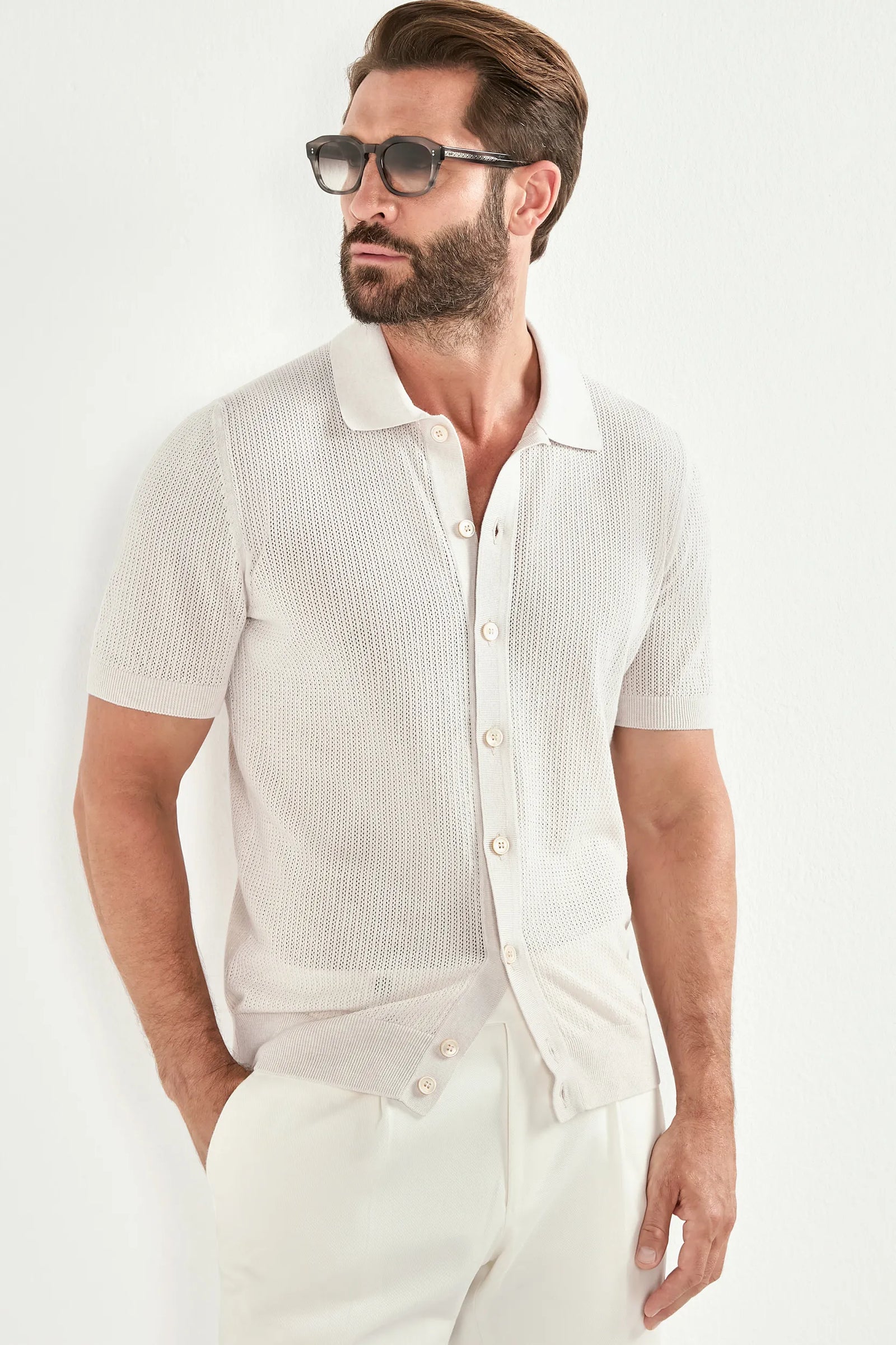 Knitted Polo Cardigan Made In Italy