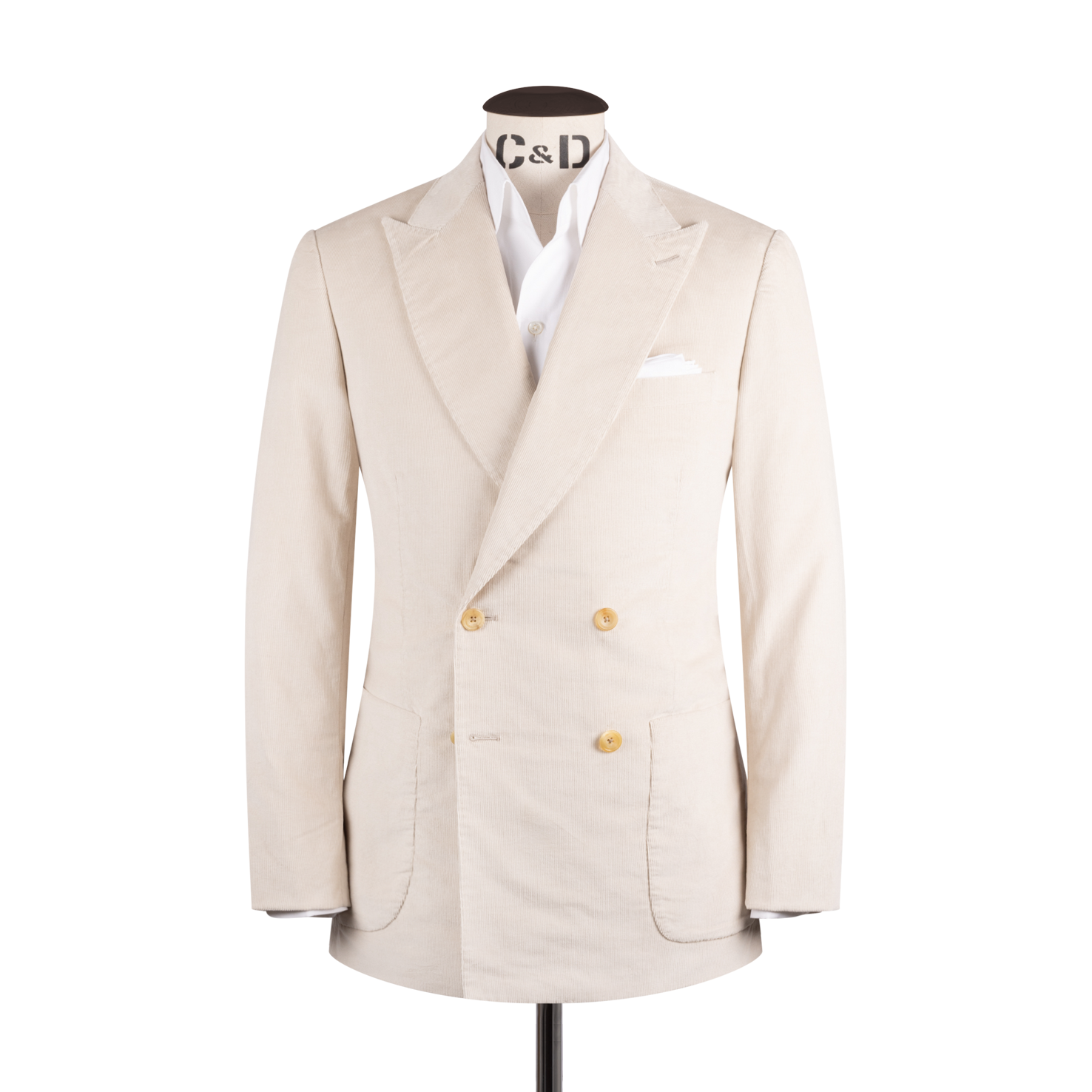Double Breasted Peak Lapel Suit In Corduroy
