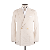 Double Breasted Peak Lapel Suit in Stone Corduroy