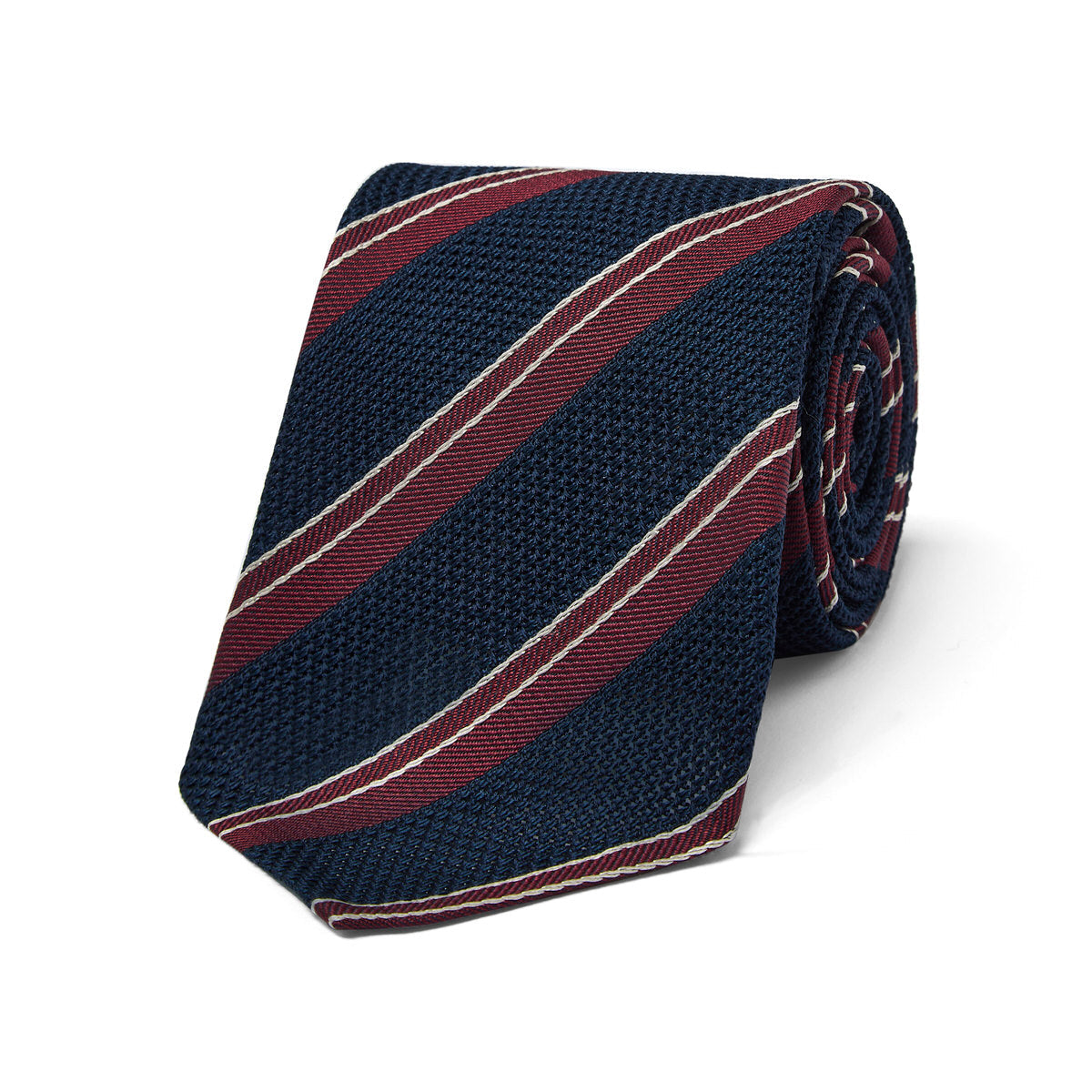 Stripe Fine Grenadine Unlined Silk Tie In And Wine