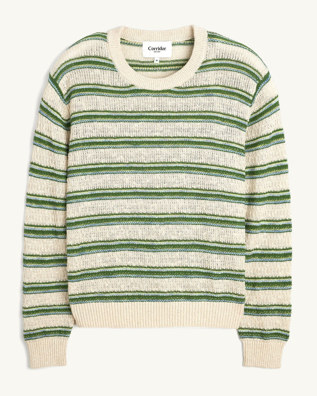 Stripe Linen Silk Crewneck